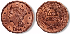 1845 1C Newcomb 9 MS64RD