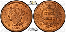 1845 1C Newcomb 9 MS64RD