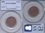 1851 1/2C MS62BN