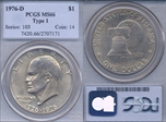 1976-D $1 Type 1 MS66