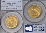 1908 $10 Motto MS62