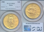 1908 $20 Motto MS63