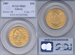 1907 $10 Liberty MS63