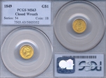 1849 G$1 Closed Wreath MS63