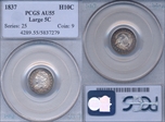 1837 H10C Capped Bust, Large 5C AU55