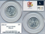 2003-D 25C Illinois MS68