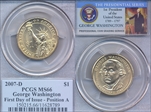 2007-D $1 George Washington First Day of Issue - Position A MS66