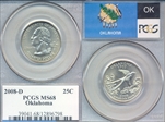 2008-D 25C Oklahoma MS68