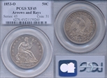 1853-O 50C Arrows and Rays XF45