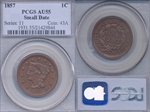 1857 1C Small Date AU55BN