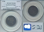 1795 1/2C Lettered Edge VG10BN