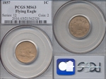 1857 1C Flying Eagle MS63