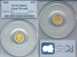 1849 G$1 Open Wreath MS63