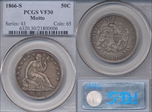 1866-S 50C Motto VF30