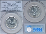 2004-D 25C Wisconsin Extra Leaf High MS65