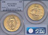 1908 $20 No Motto MS64