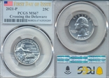 2021-P 25C Crossing the Delaware First Day of Issue MS67