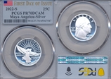 2022-S 25C Maya Angelou-Silver First Day of Issue PR70DCAM