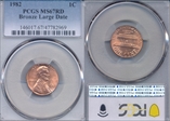 1982 1C Bronze Large Date MS67RD