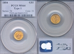 1854 G$1 Type 1 MS64