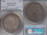 1798 $1 Wide Date VF35