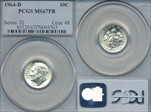 1964-D 10C MS67FB