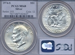 1974-S $1 Silver MS68