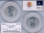 2003-D 25C Illinois MS66