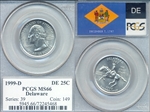 1999-D 25C Delaware MS66