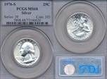 1976-S 25C Silver MS68