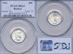 1916 10C Barber MS64