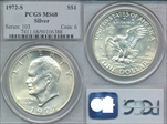 1972-S $1 Silver MS68