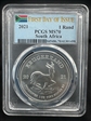2021 1 Rand Krugerrand Silver First Day of Issue MS70