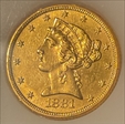 1881 $5 AU58