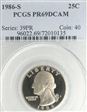 1986-S 25C PR69DCAM