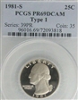1981-S 25C Type 1 PR69DCAM