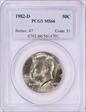 1982-D 50C MS66