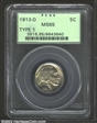 1913-D 5C Type 1 MS65