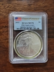 2011 $1 Eagle-25th Anniversary First Strike MS70