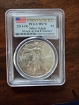 2014-(S) $1 Silver Eagle Struck at San Francisco First Strike MS70