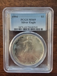 1994 $1 Silver Eagle MS69