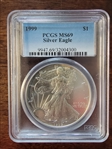 1999 $1 Silver Eagle MS69