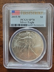 2015-W $1 Burnished Silver Eagle First Strike SP70