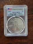 2021 $1 Silver Eagle - Type 2 First Strike MS70