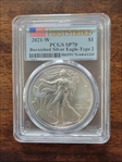 2021-W $1 Burnished Silver Eagle-Type 2 First Strike SP70