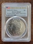 2021-CC Privy $1 Morgan Dollar 100th Anniversary First Day of Issue MS69