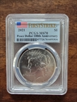 2021 $1 Peace Dollar 100th Anniversary First Strike MS70