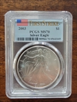 2003 $1 Silver Eagle First Strike MS70