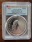2024 Medal Flowing Hair Ag 230th Anniversary First Day of Issue MS70