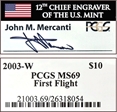 2003-W $10 First Flight MS69